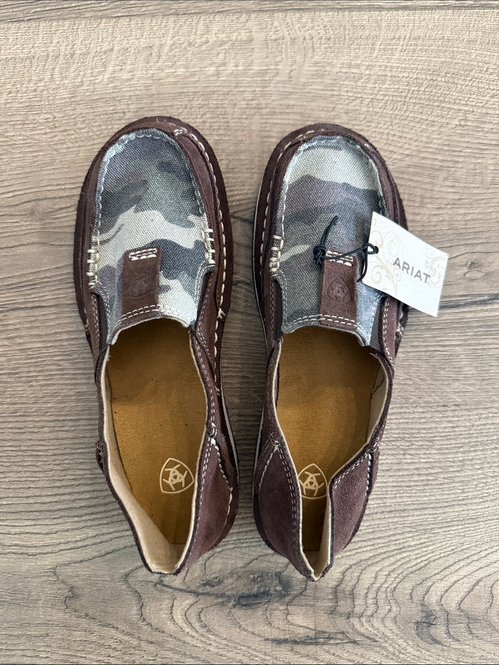 Ariat Brown and Green Camo Slip-On Loafers